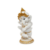 Blessing Ganesha  Decorative Polyresin Showpiece (White & Gold)