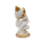 Blessing Ganesha  Decorative Polyresin Showpiece (White & Gold)