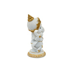 Ganesha Playing Flute Polyresin Showpiece (White & Gold)