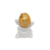 Ganesha Giggling Decorative Polyresin Showpiece (White & Gold)