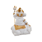 Ganesha On Elephant Polyresin Showpiece (White & Gold)