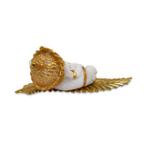 Ganesha On Leaf Polyresin Showpiece (White & Gold)