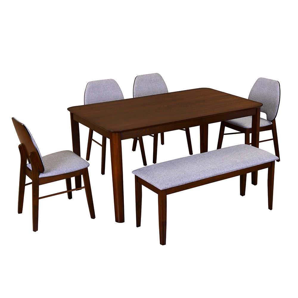 Orval 1 +  4 + Bench Dining Set (Rio Brown)