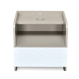 Cassini Night Stand with Led Light and Wireless Charging Area (White)