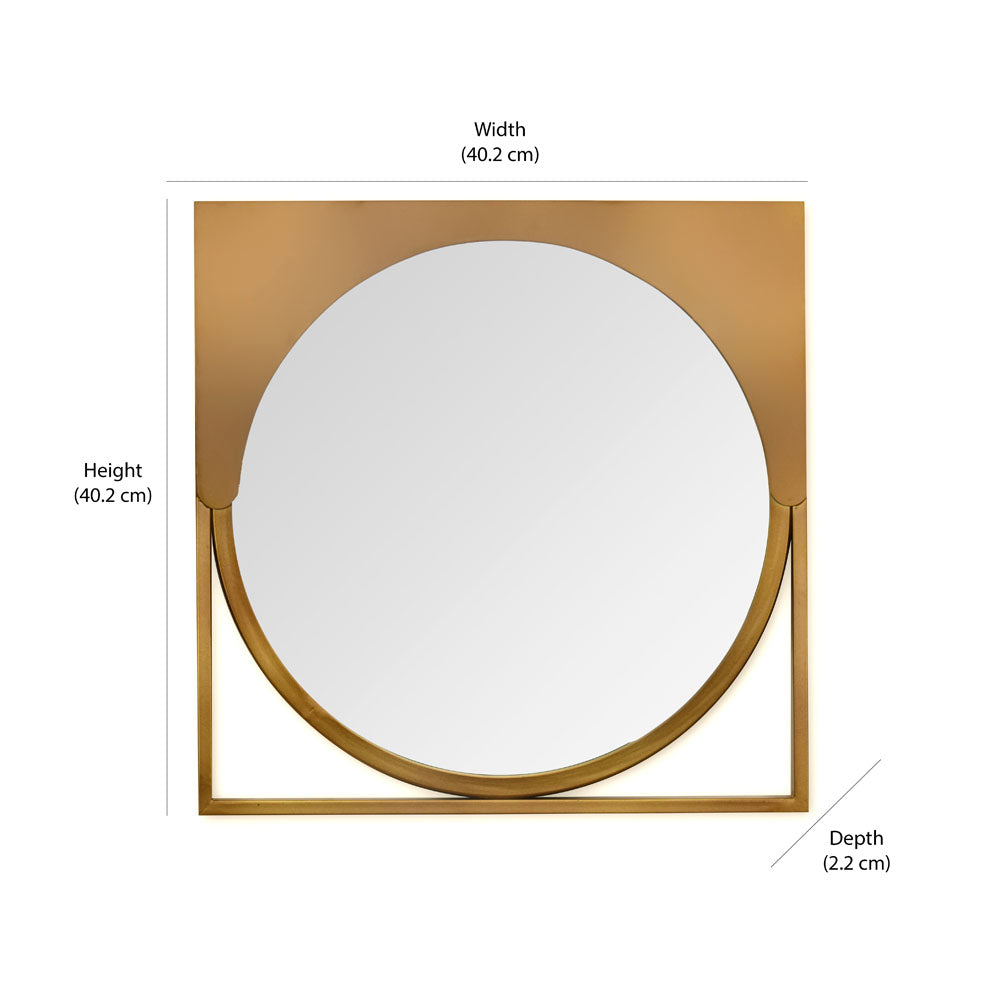 Adjacent Curved Square Shaped Decorative Wall Mirror (Gold)