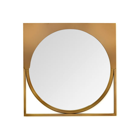 Adjacent Curved Square Shaped Decorative Wall Mirror (Gold)