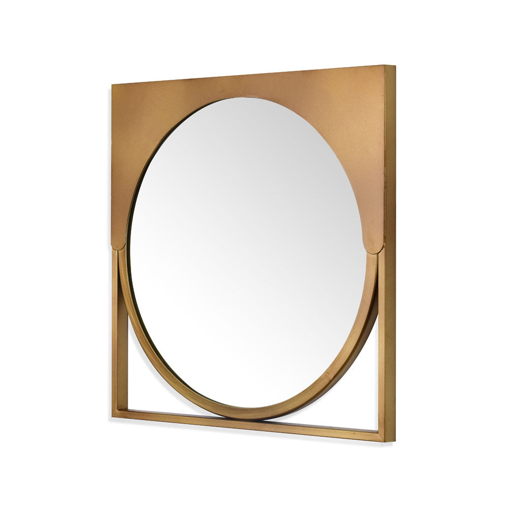 Adjacent Curved Square Shaped Decorative Wall Mirror (Gold)