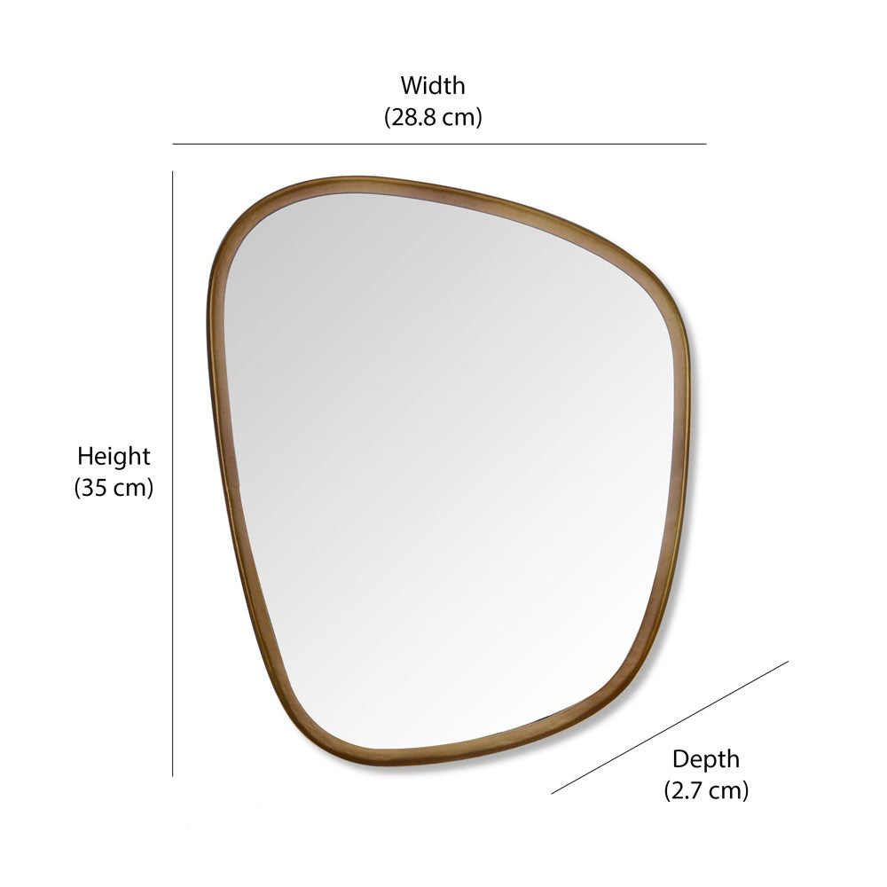 Pebble Shaped Decorative Wall Mirror (Small, Gold)