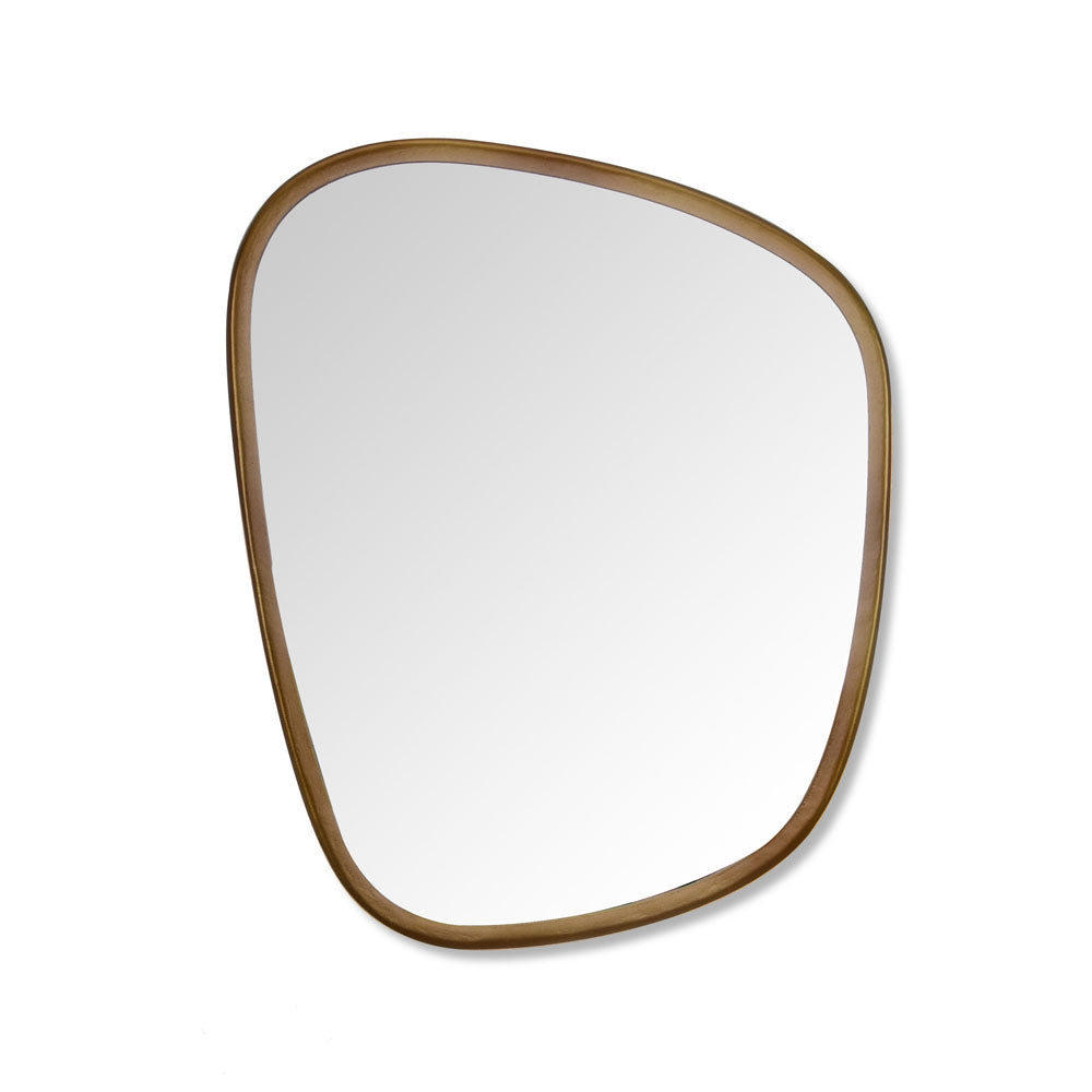 Pebble Shaped Decorative Wall Mirror (Small, Gold)