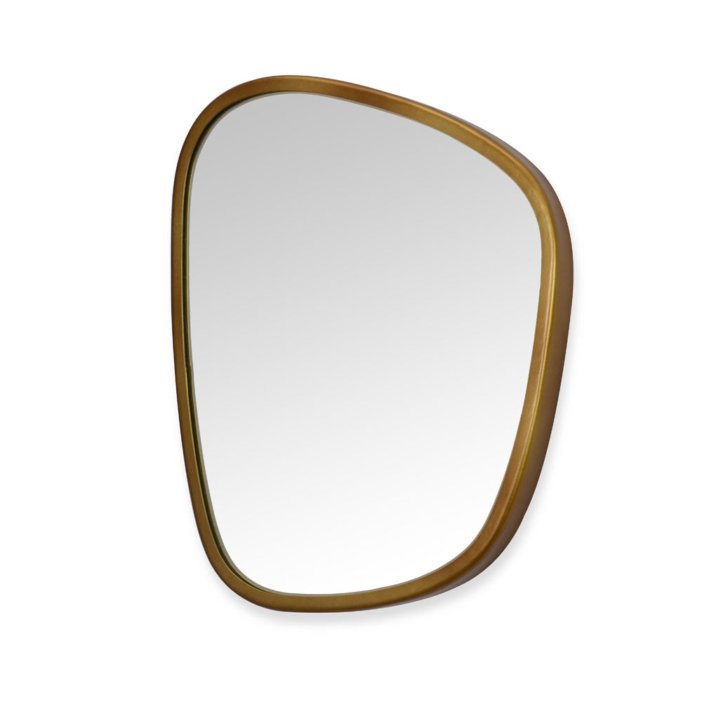 Pebble Shaped Decorative Wall Mirror (Small, Gold)