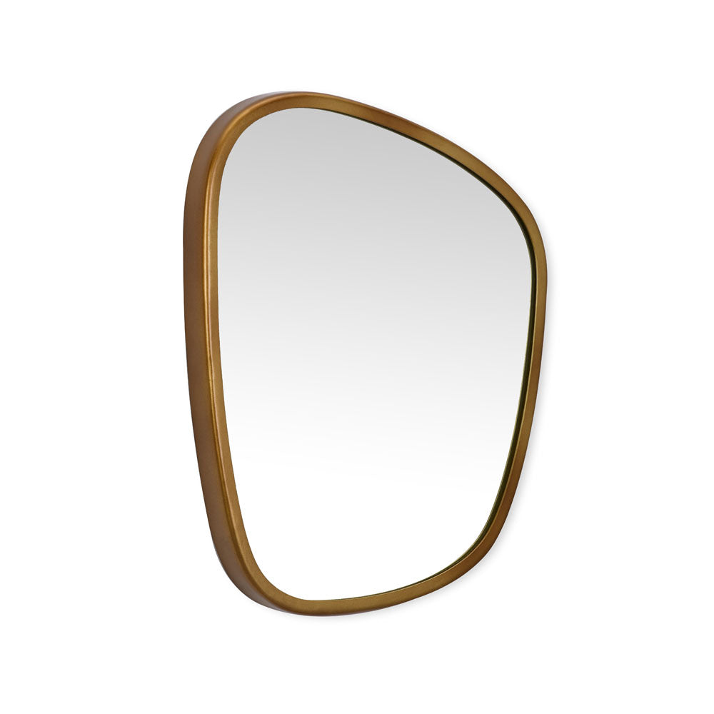 Pebble Shaped Decorative Wall Mirror (Small, Gold)