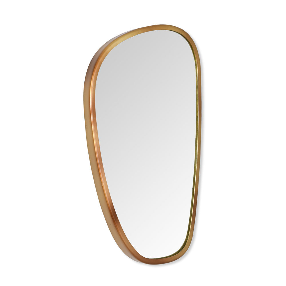 Pebble Shaped Decorative Wall Mirror (Small, Gold)