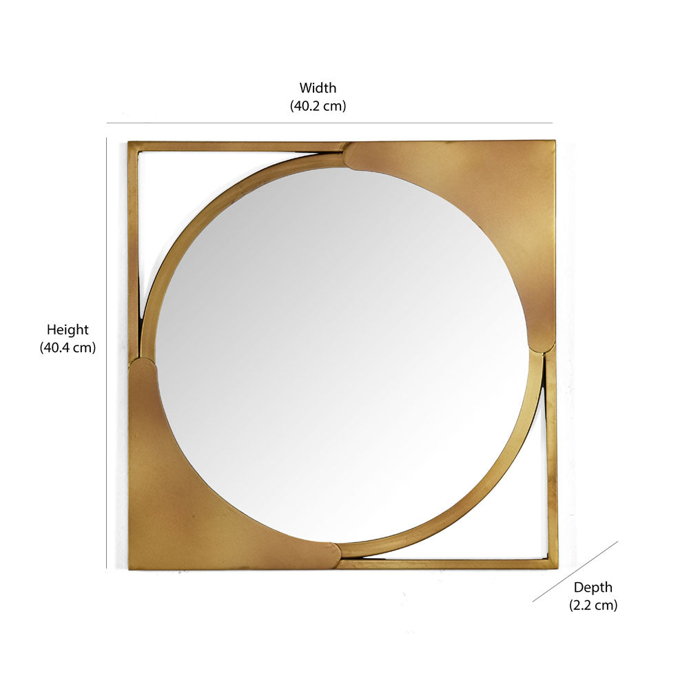 Alternating Curved Square Shaped Decorative Wall Mirror (Gold)