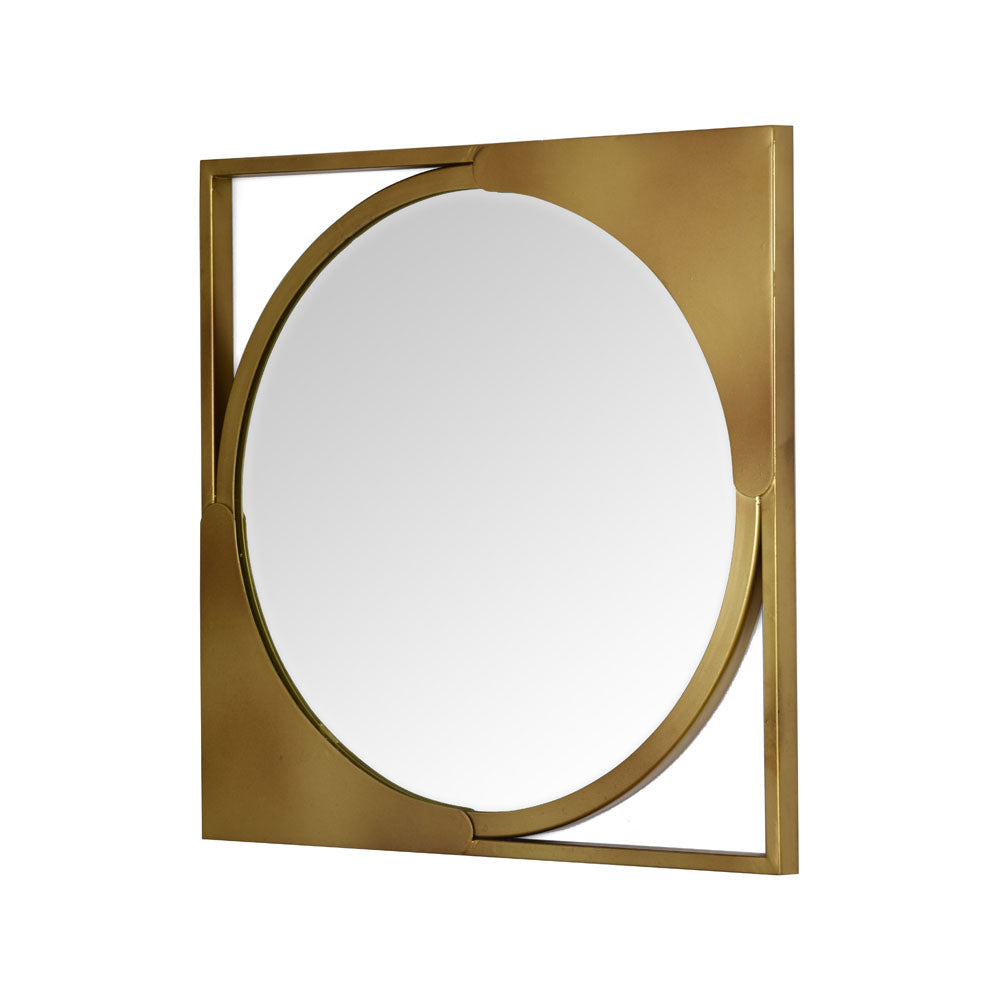 Alternating Curved Square Shaped Decorative Wall Mirror (Gold)