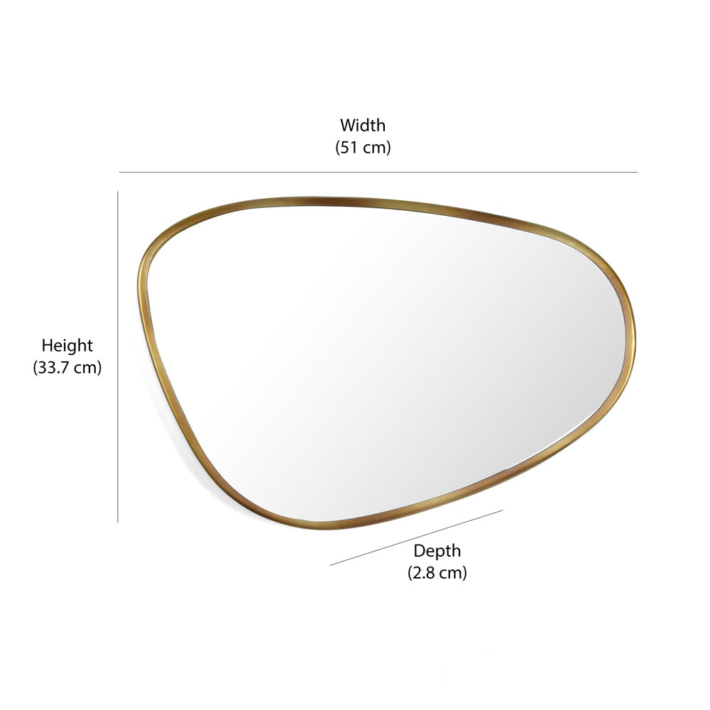 Pebble Shaped Decorative Wall Mirror (Large, Gold)