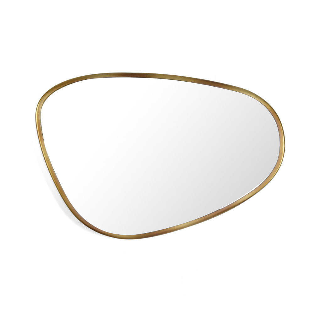 Pebble Shaped Decorative Wall Mirror (Large, Gold)