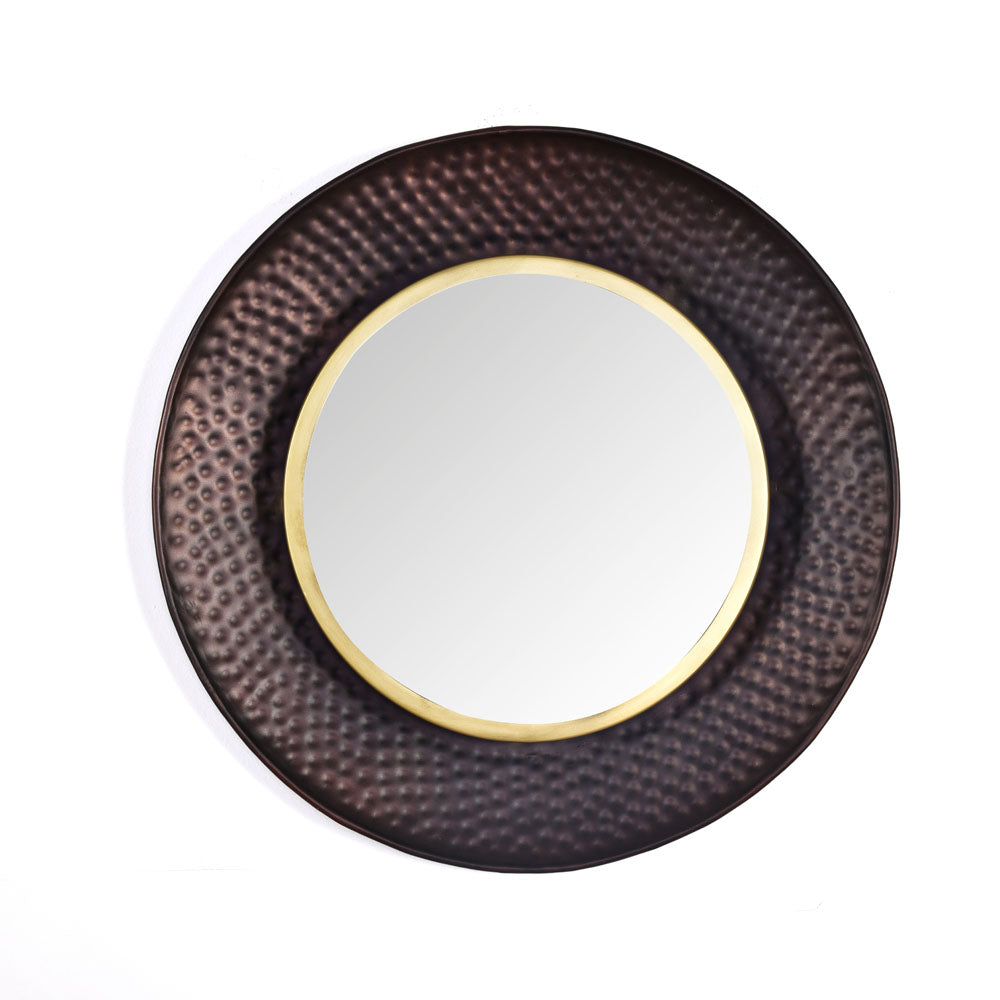 Round Shaped Decorative Wall Mirror (Medium, Copper)