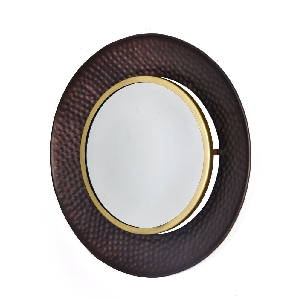 Round Shaped Decorative Wall Mirror (Medium, Copper)