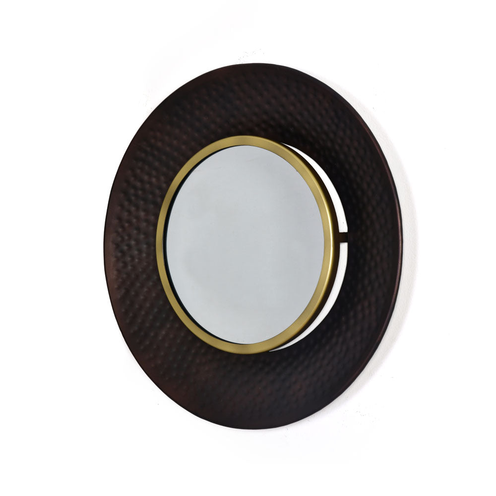 Round Shaped Decorative Wall Mirror (Small, Copper)