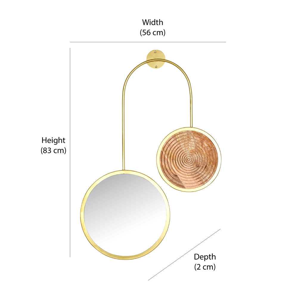 Dual Circular Decorative Wall Mirror (Gold)