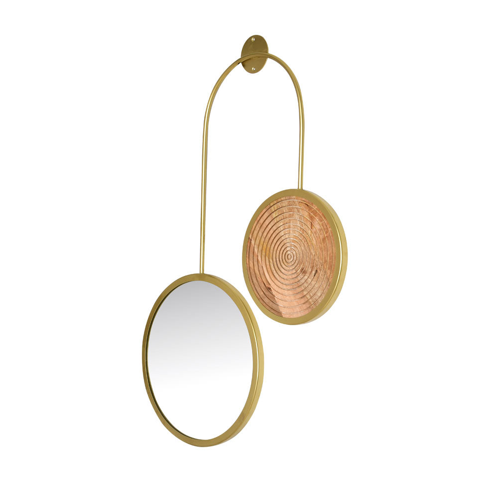 Dual Circular Decorative Wall Mirror (Gold)