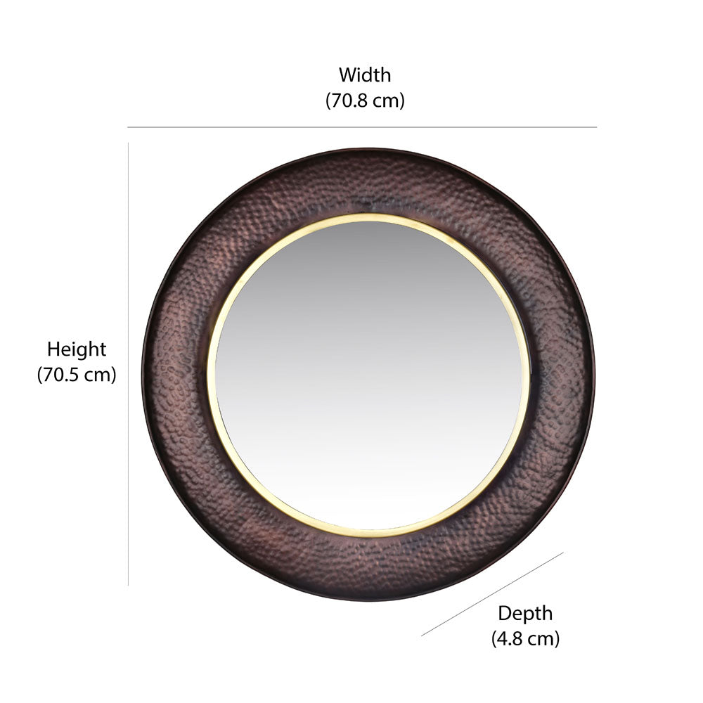 Round Shaped Decorative Wall Mirror (Large, Copper)