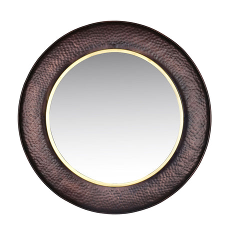 Round Shaped Decorative Wall Mirror (Large, Copper)