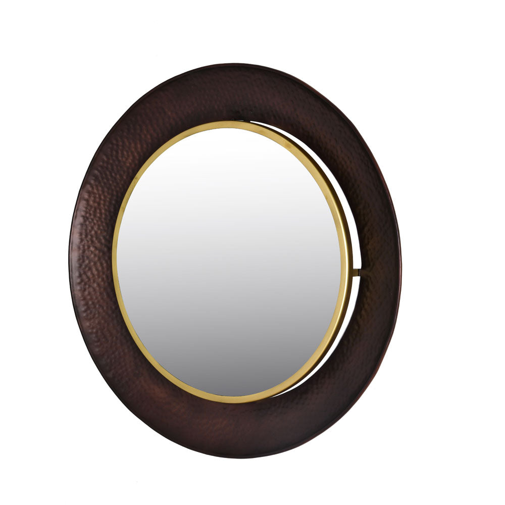 Round Shaped Decorative Wall Mirror (Large, Copper)