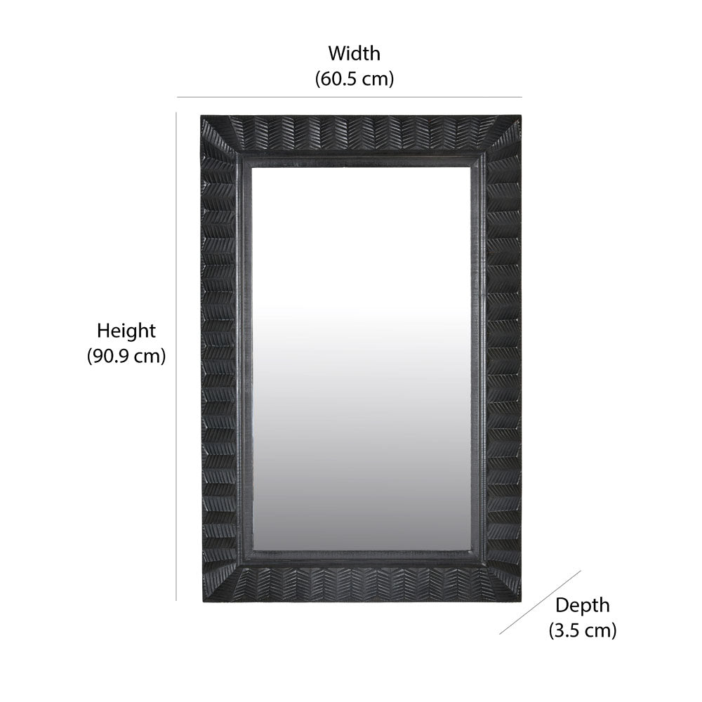 Decorative Lines Rectangular Mirror (Black)