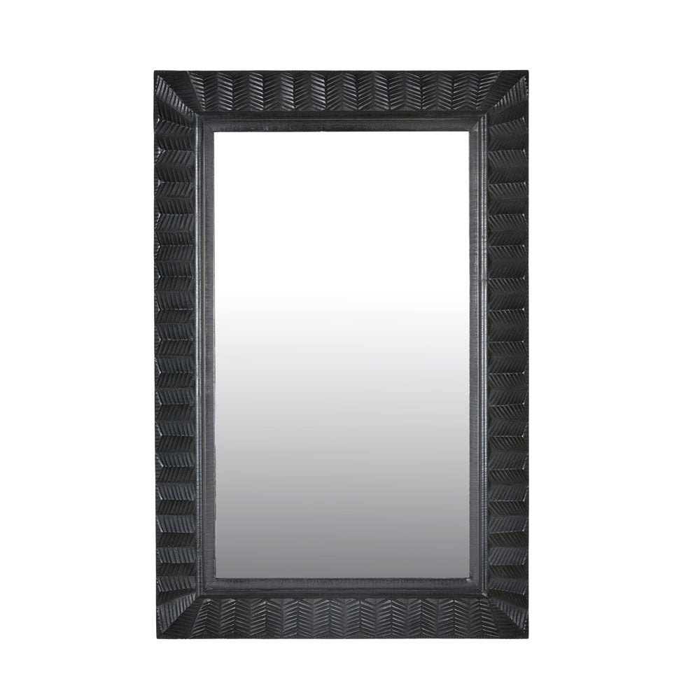 Decorative Lines Rectangular Mirror (Black)