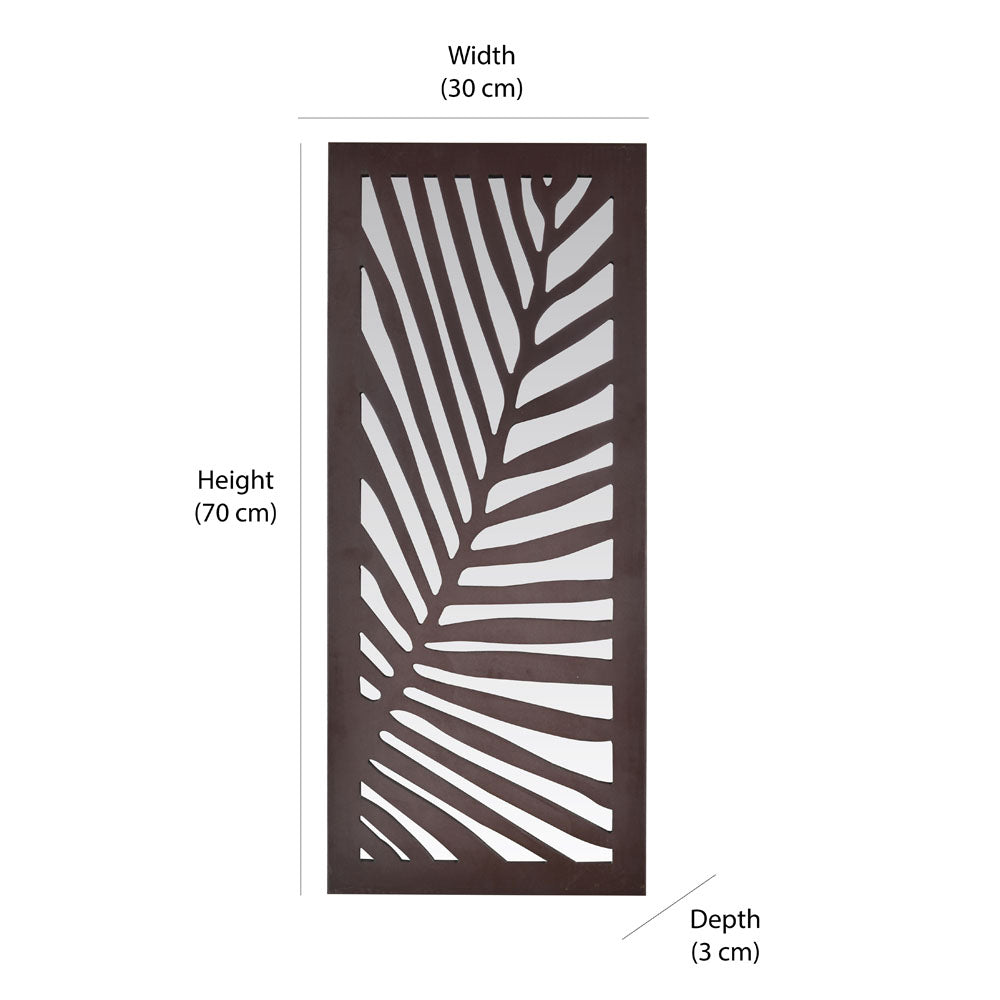 Leaf Design MDF and Glass Wall Decor (Brown)