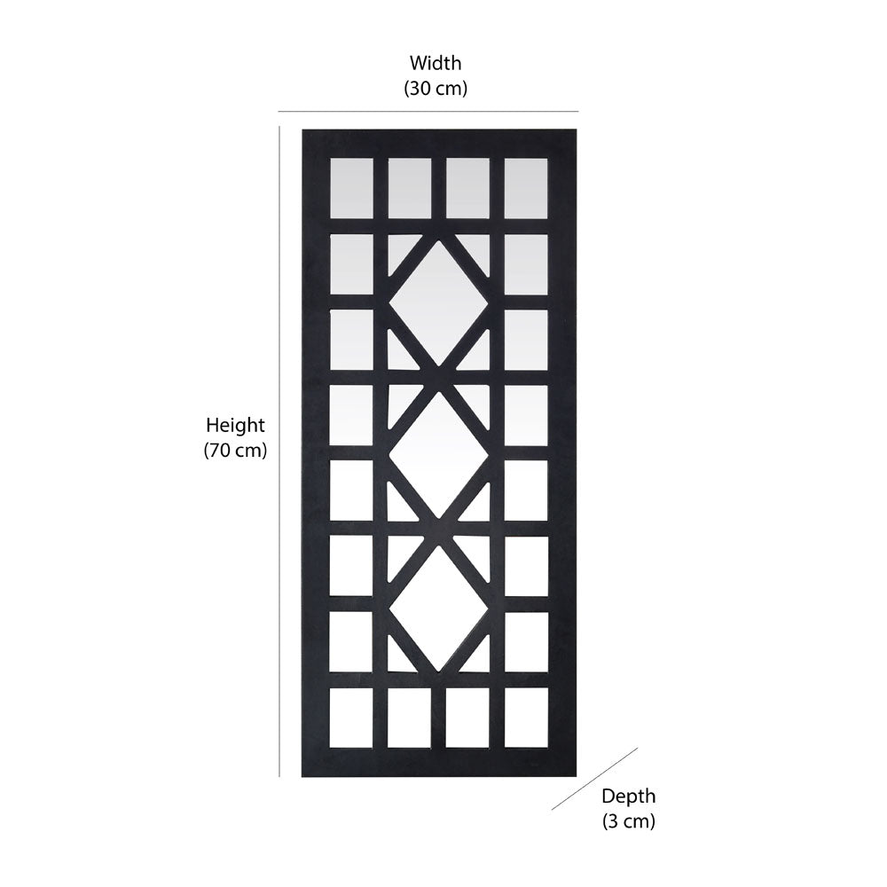 Diamond Square Geometric MDF and Glass Wall Decor (Black)