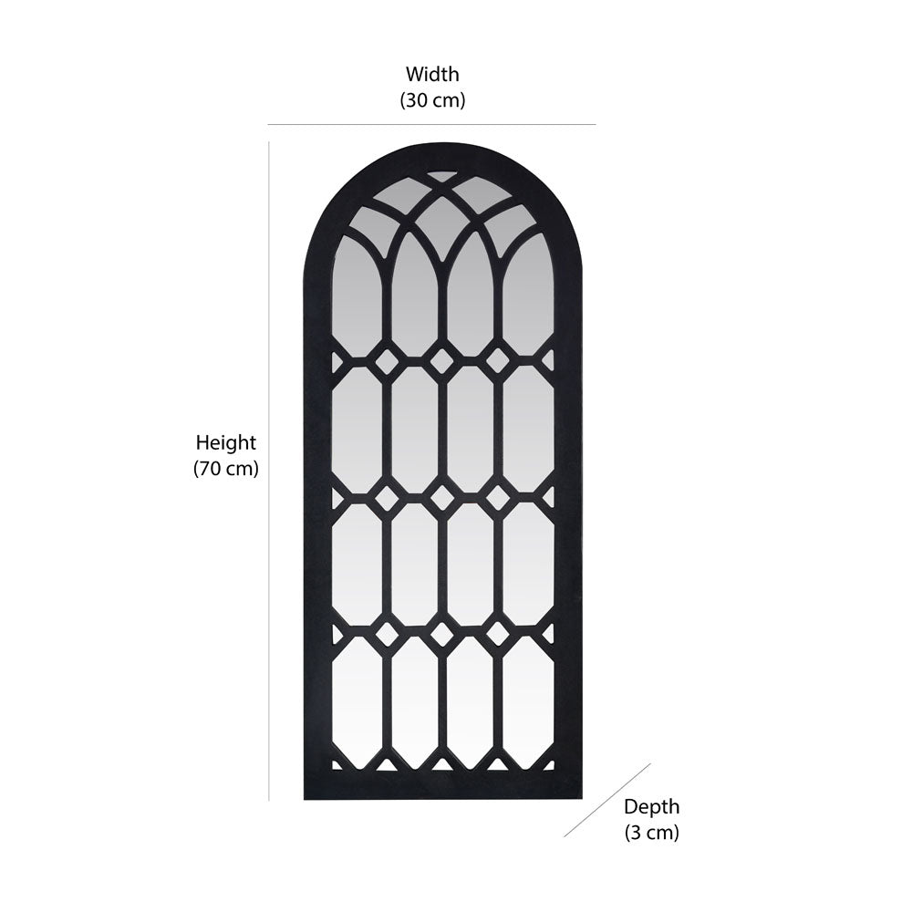 Arch Window MDF and Glass Wall Decor (Black)