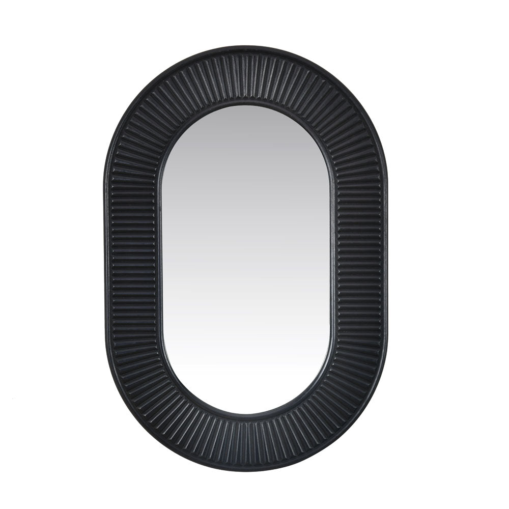 Decorative Lines Oval Mirror (Black)