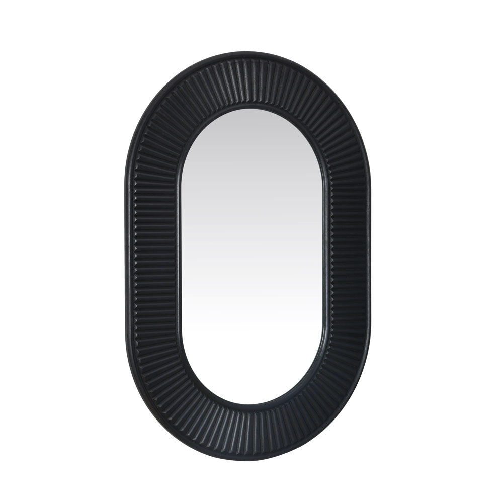 Decorative Lines Oval Mirror (Black)