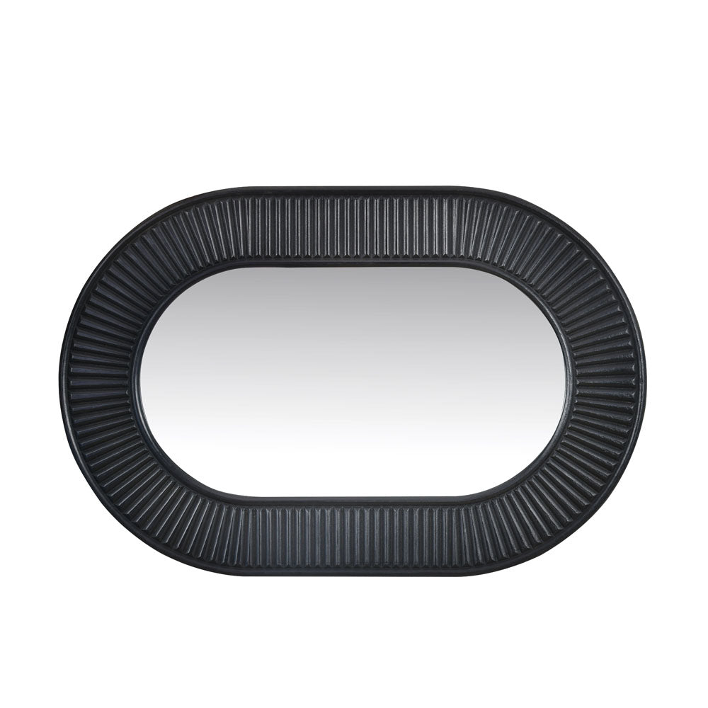 Decorative Lines Oval Mirror (Black)