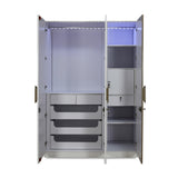 Cassini 3 Door Wardrobe With Led Light (White)