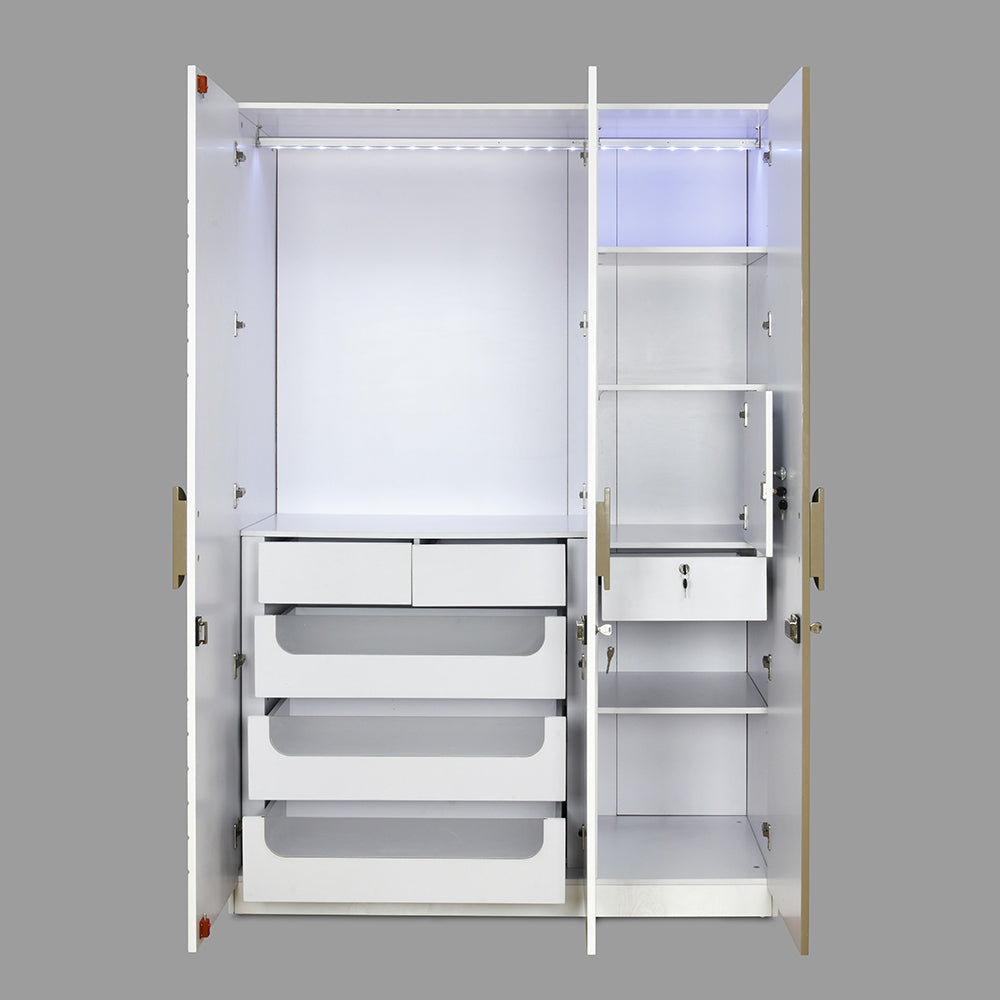 Cassini 3 Door Wardrobe With Led Light (White)