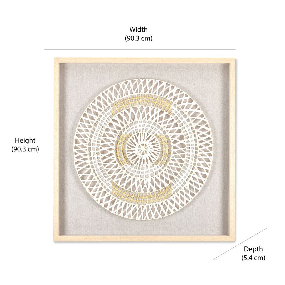 Netted Design Circular Wall Decor (Cream)