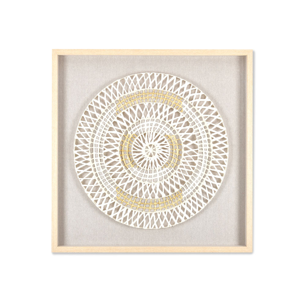 Netted Design Circular Wall Decor (Cream)