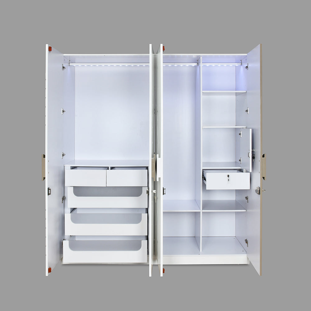 Cassini 4 Door Wardrobe With Led Light (White)