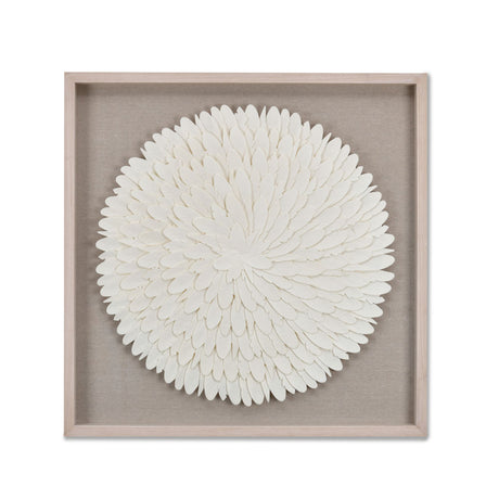 Feather Design Circular Wall Decor (White)