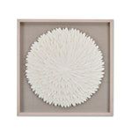 Feather Design Circular Wall Decor (White)