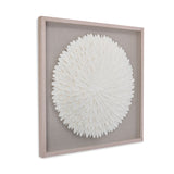 Feather Design Circular Wall Decor (White)