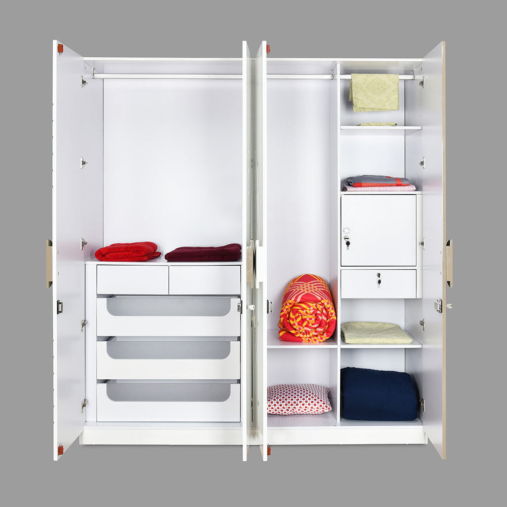 Cassini 4 Door Wardrobe With Led Light (White)