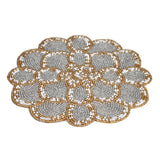 Decorative Floral Beaded Trivet (Grey & Gold)