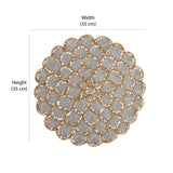 Floral Beaded Round Table Placemat (Grey & Gold)