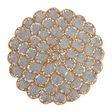 Floral Beaded Round Table Placemat (Grey & Gold)