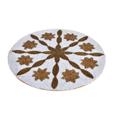 Floral Beaded Round Table Placemat (Gold & Off White)