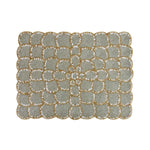 Floral Beaded Rectangular Table Placemat (Grey & Gold)